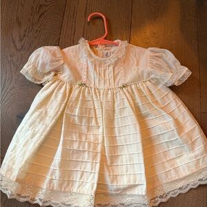Vintage Designer Christian Dior Cream Lace Baby Dress